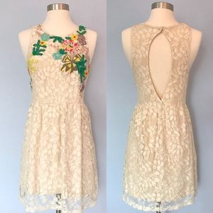 Kimchi Blue Lace Overlay Floral Embroidery Dress