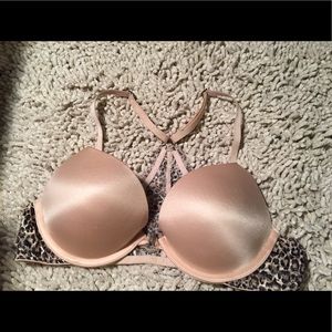 VS Racerback nude and animal print push up bra