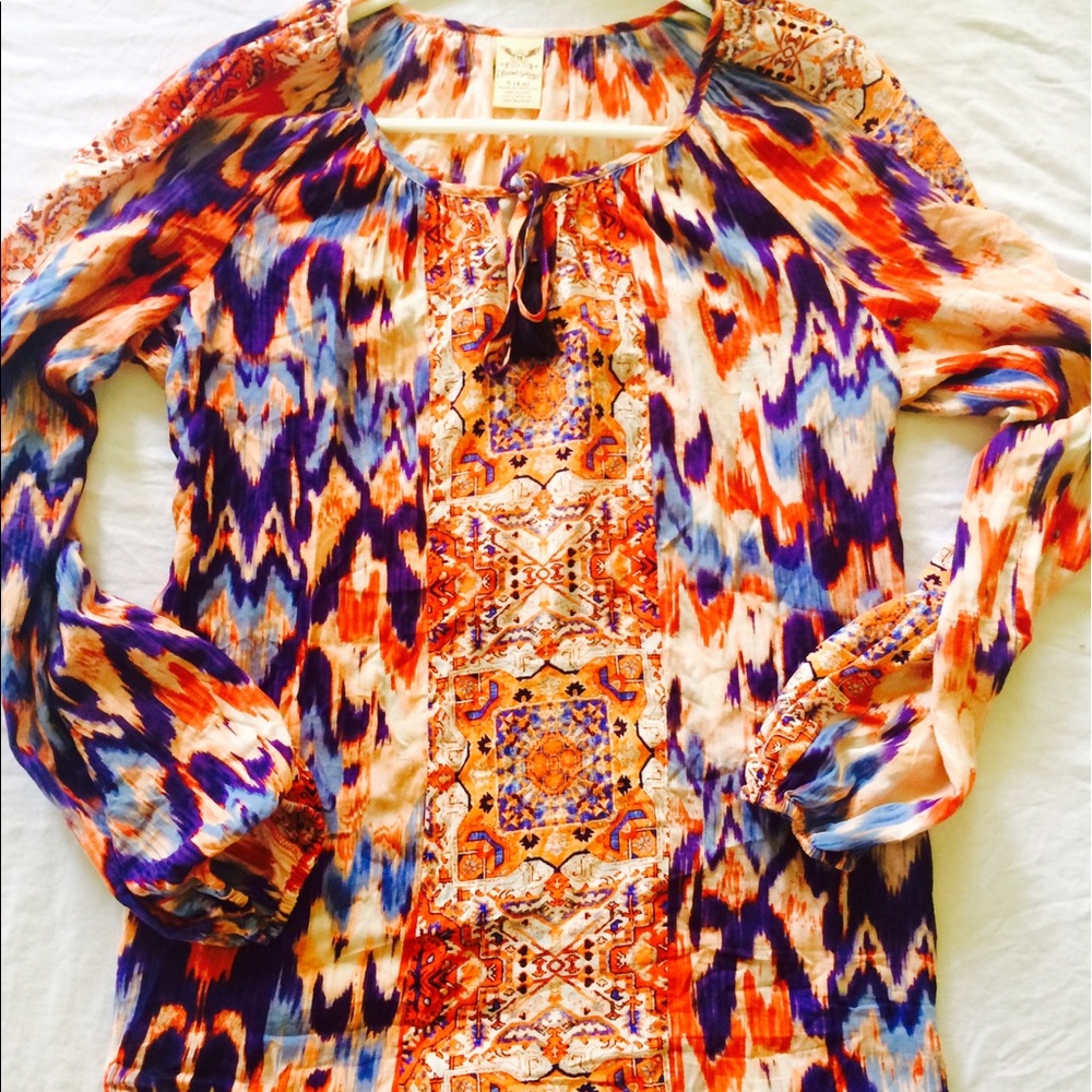 Peasant blouse with keyhole tie top size S4-6