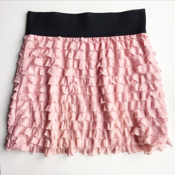 Express Pink Ruffle Mini Skirt - Picture 2 of 2