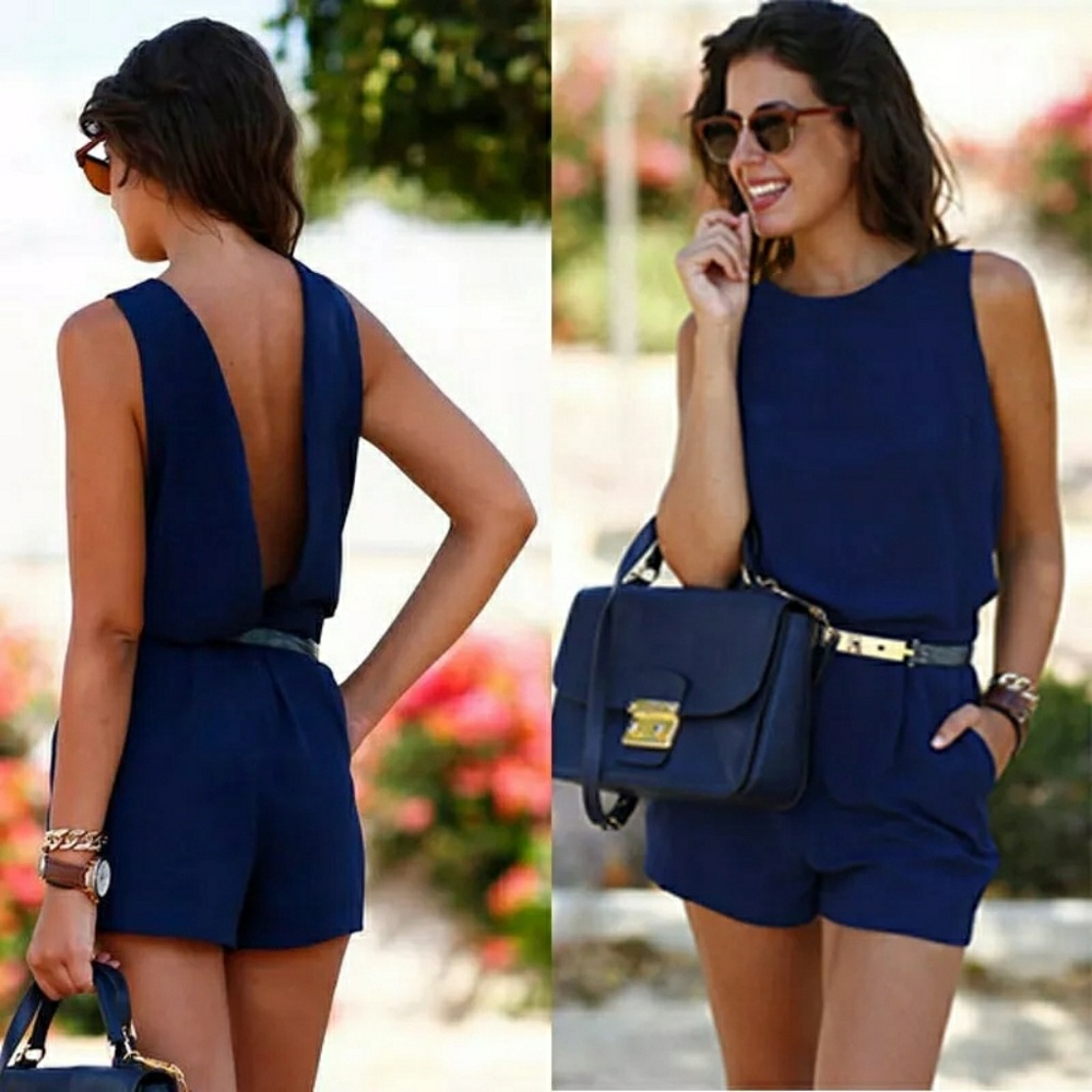 LAST ONE!! Romper with open back and slim belt