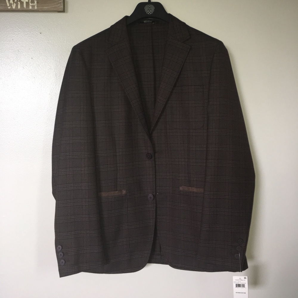 Vince Camuto Brown Plaid Sports Coat