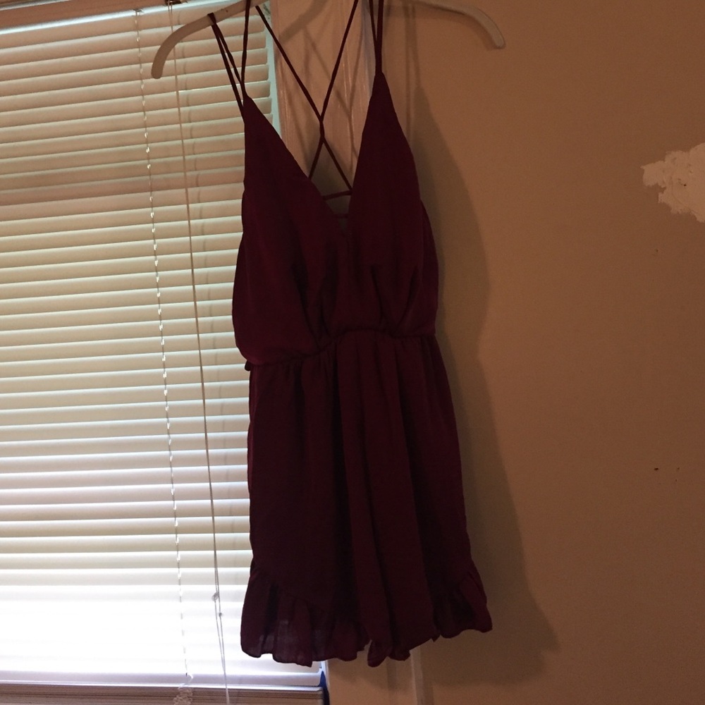 Hello Molly Burgundy silk romper
