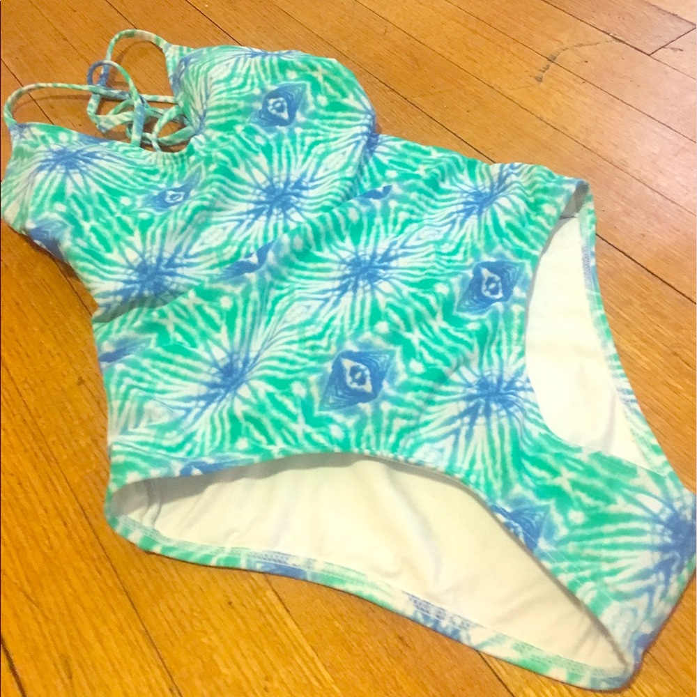Tie-Dye Criss-Cross Back Swimsuit