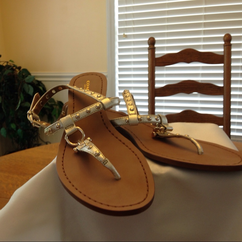 Coach Gold Sandals.  Size 8M