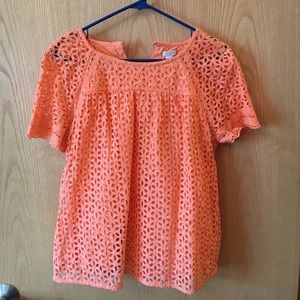 J. Crew Coral Eyelet Shirt