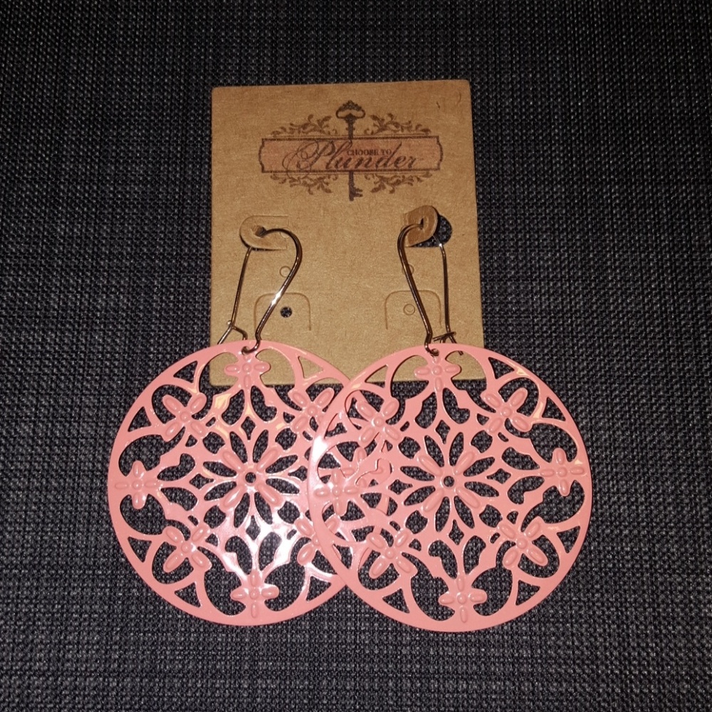 Plunder Design Salmon Round Filagree Earrings