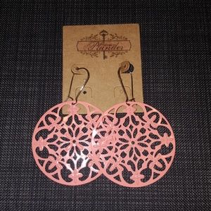 Plunder Design Salmon Round Filagree Earrings