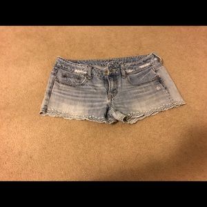 Denim Shorts w/Eyelet Detail
