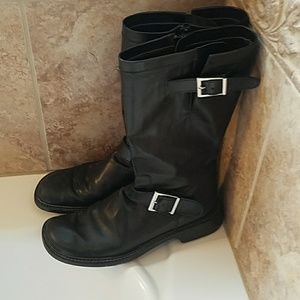 Donald J Pliner Moto Biker Buckle Black Boot