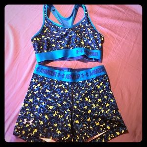 Under Armour sports bra and matching shorts