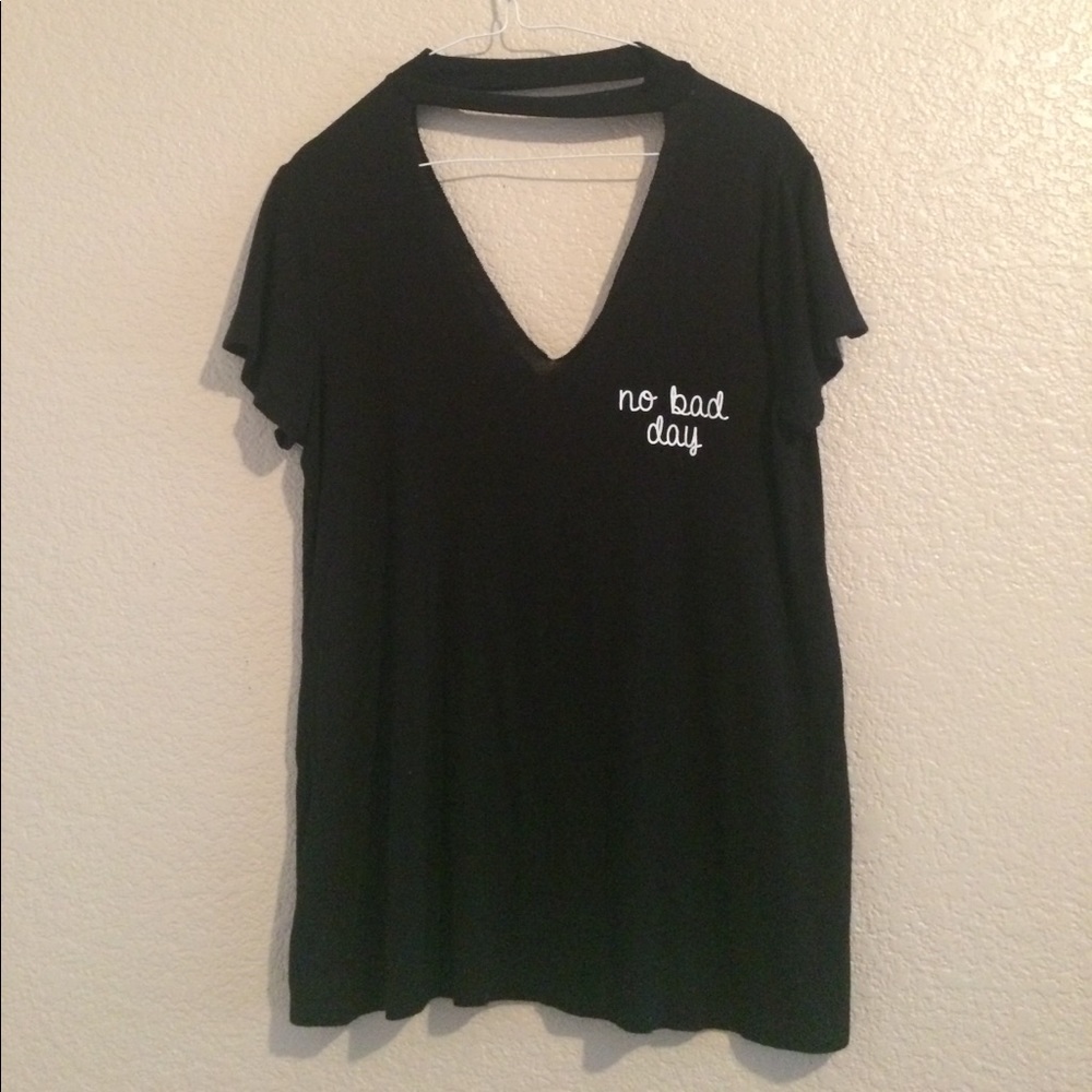 Black Lowcut Shirt With Built In Choker