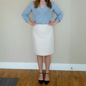 J. Crew Factory Cream and White Pencil Skirt