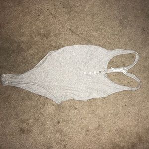 free people gray button up raceback bodysuit