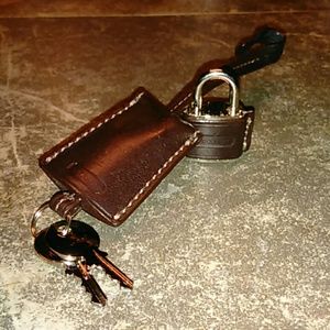 Coach Brown Leather Lock with keys & fob