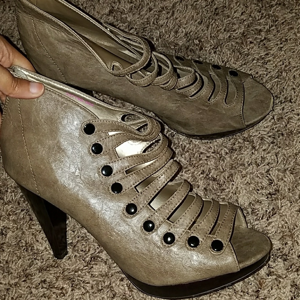 Torrid Beige Ankle Bootie Heels