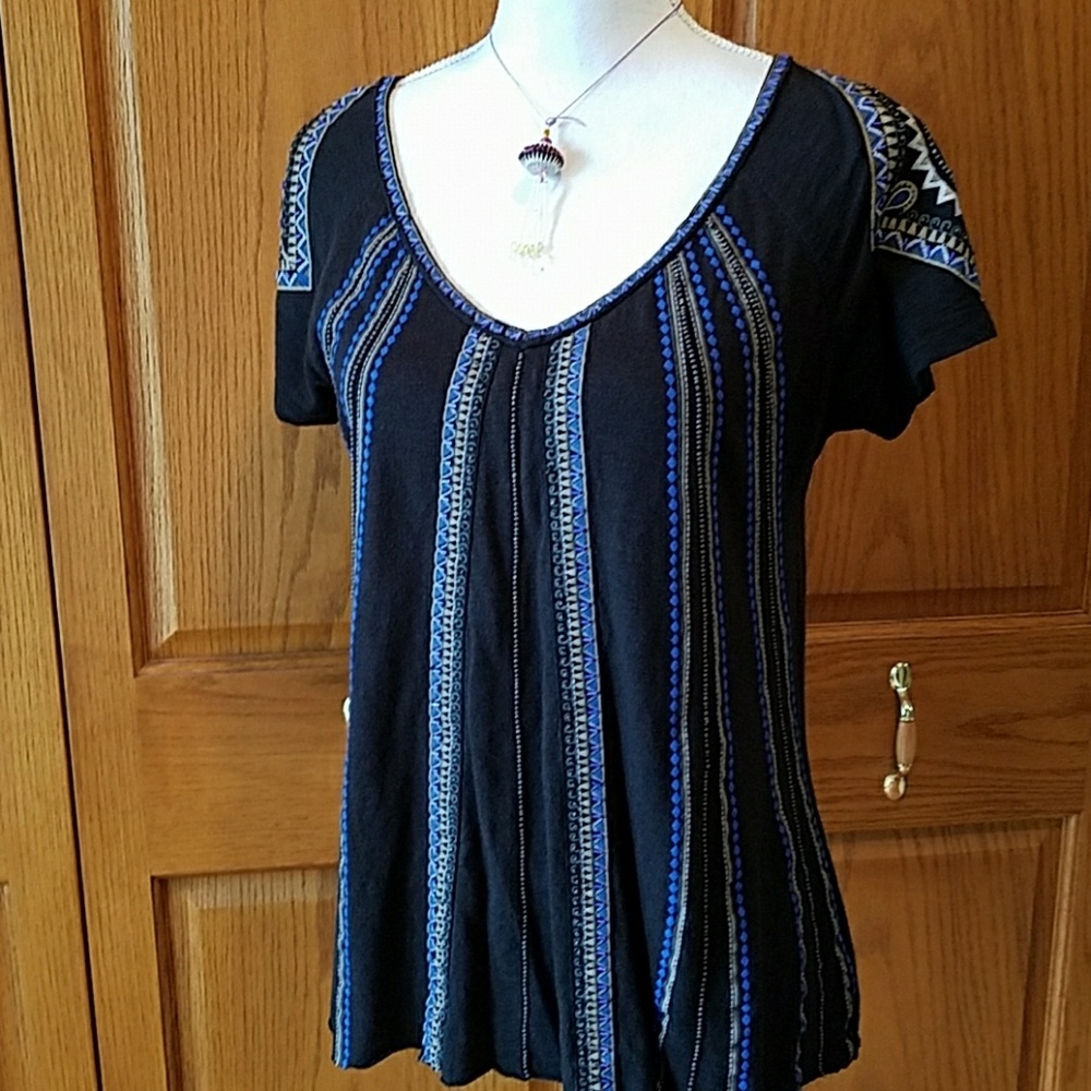 Free People Short Sleeve Beaded Tunic Reposh