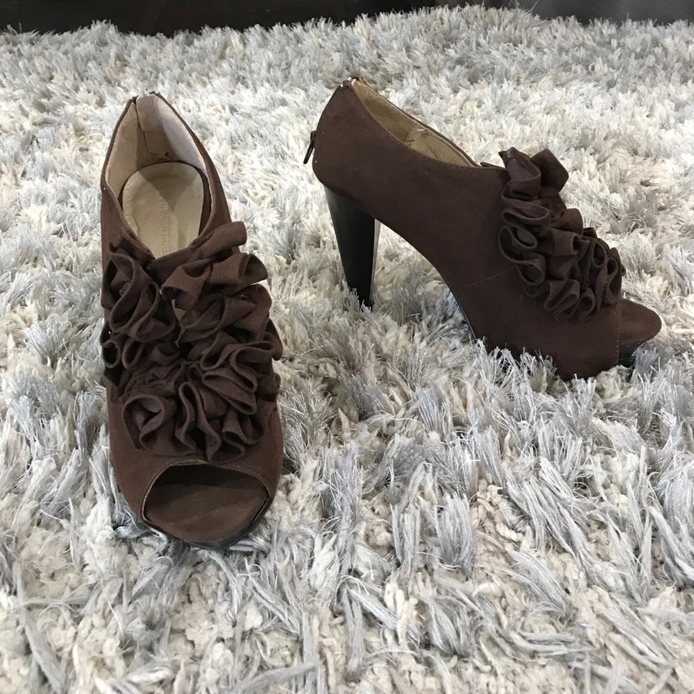 Peep toe ankle booties