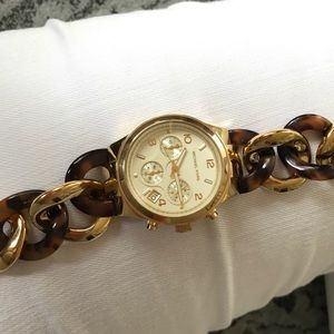 Michael Kors tortoise & gold chain bracelet watch