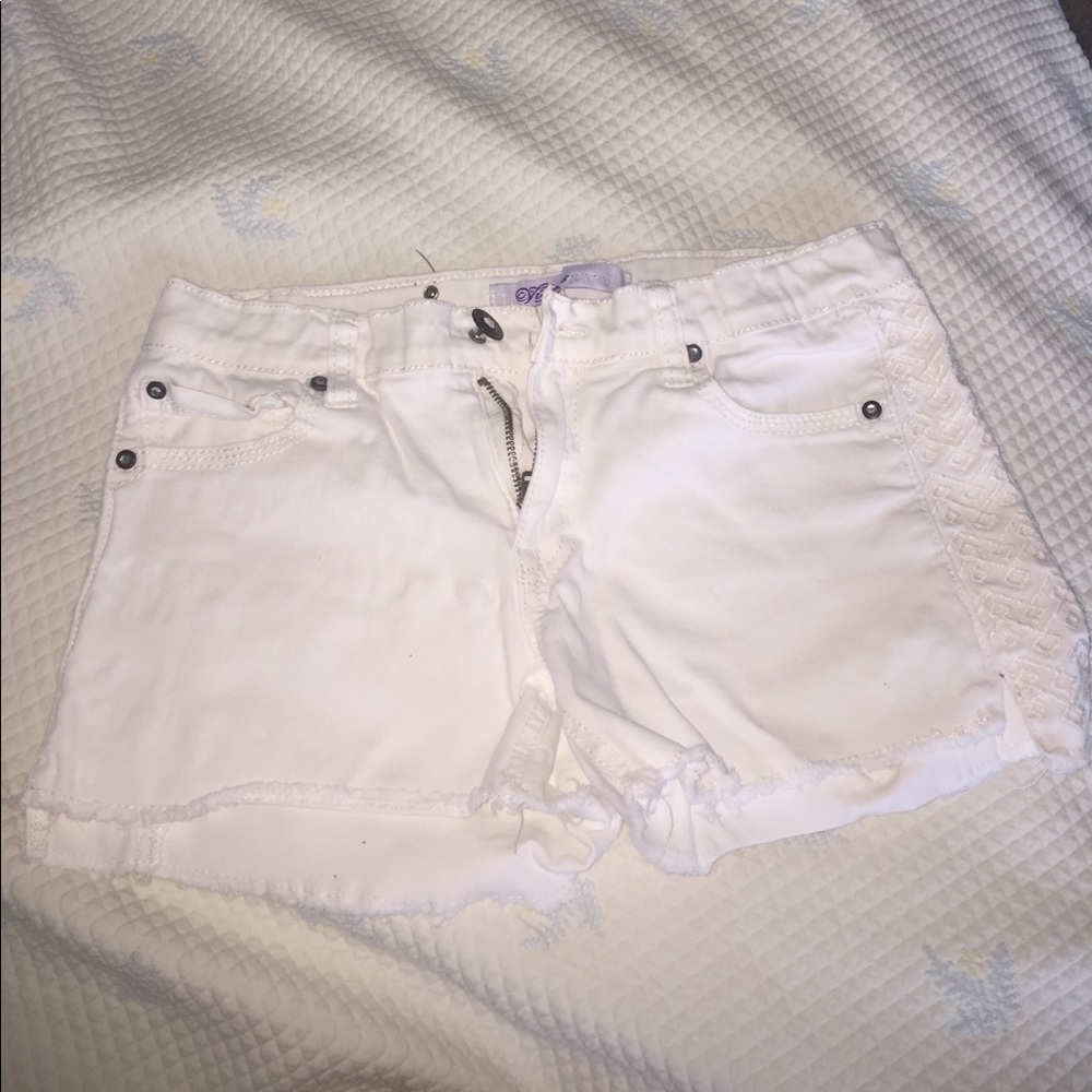 White jean shorts