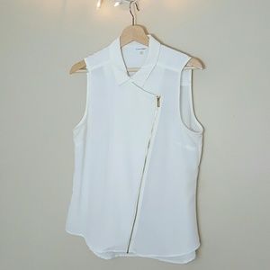 Calvin Klein White Zip Front Shirt