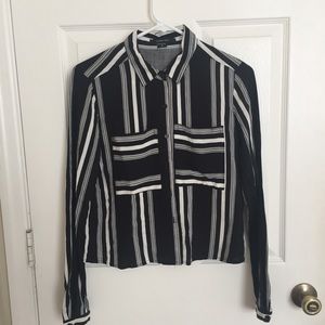 Black and white striped button down shirt