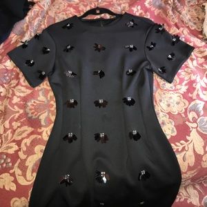 Black Slim Fit Embroidered Party Dress