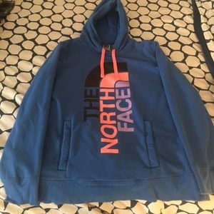 The North face blue pull over hoodie