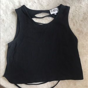 Black slashed Sabo Skirt crop top