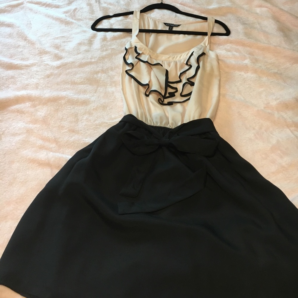 Light pink and black ruffle dress