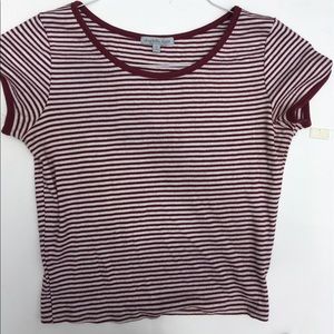 Burgundy and white striped crop too shirt!