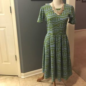 Lularoe Medium Amelia, blue and green