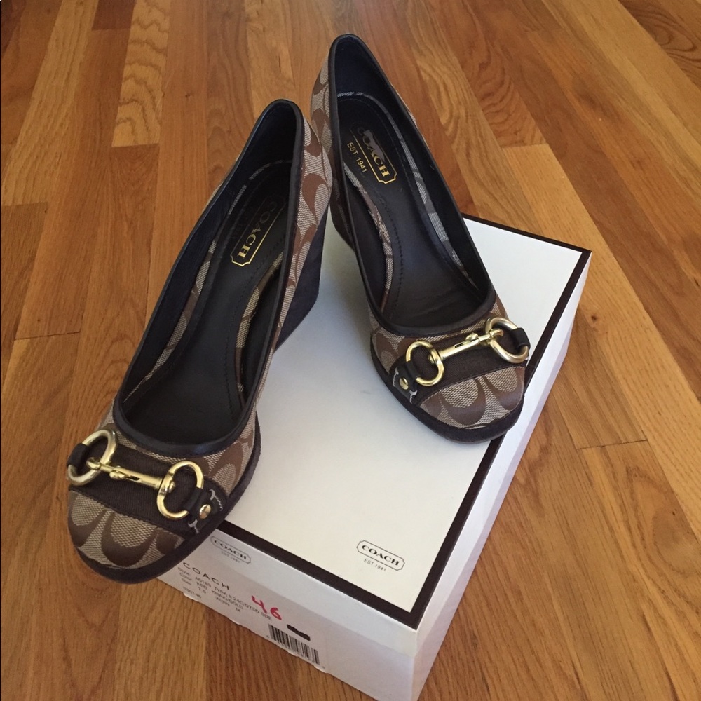 Coach suede wedge shoes