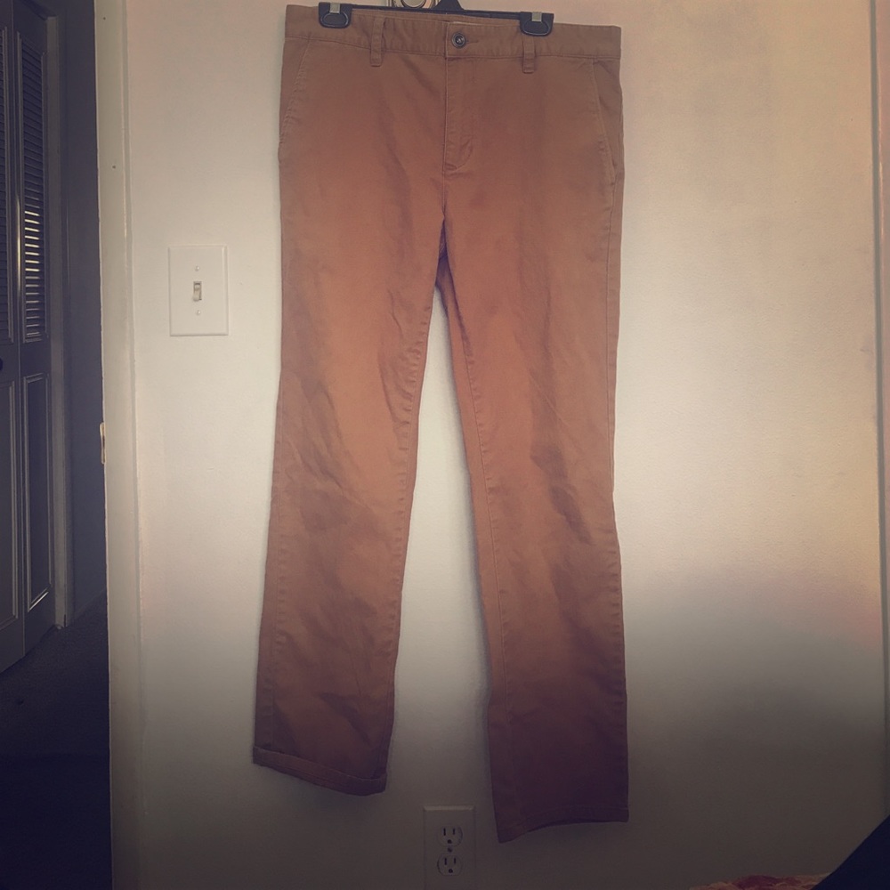 Golden khaki, casual pants! Slim straight style