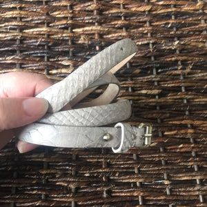 Ann Taylor Skinny Cream Snake Embossed Belt
