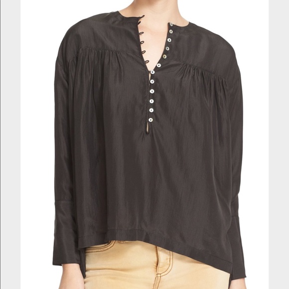 Free people black colored flared blouse - Picture 7 of 8
