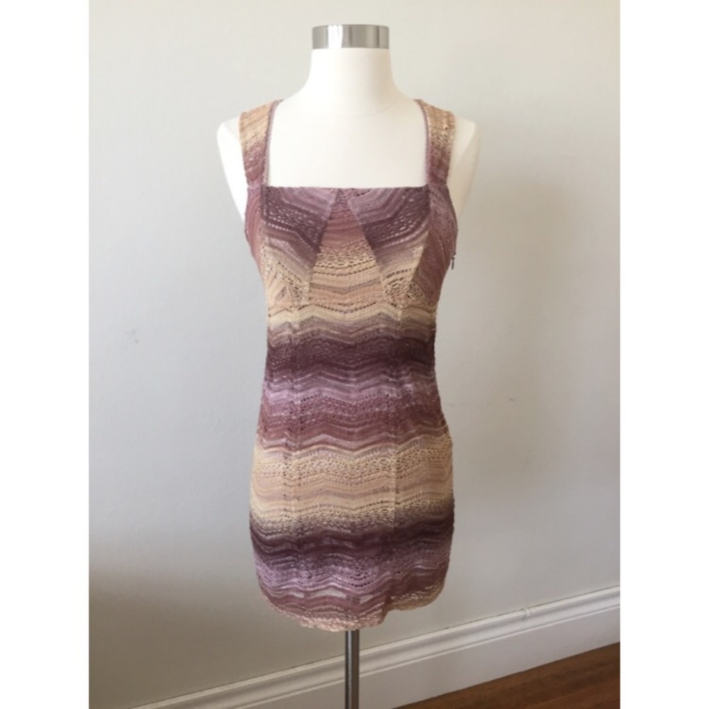 Free people crotchet open back mini dress