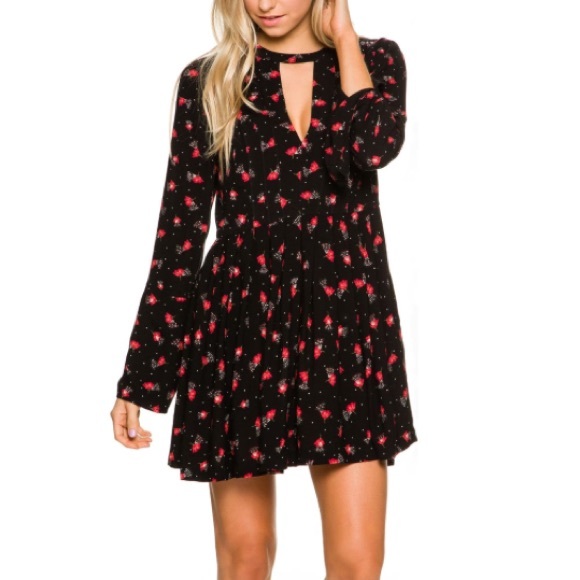Free People Dresses & Skirts - Free People Tegan Long Sleeve Mini Dress - Black