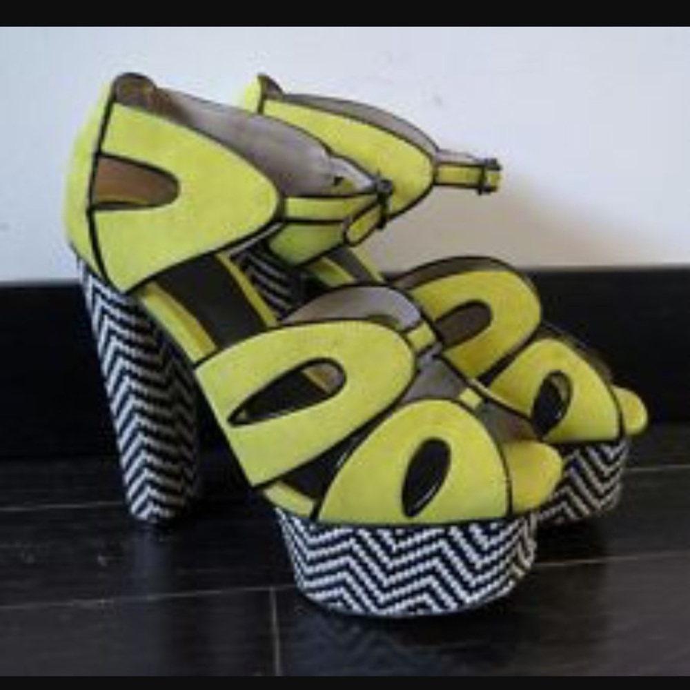 ASOS lime green platform heels - Picture 1 of 8