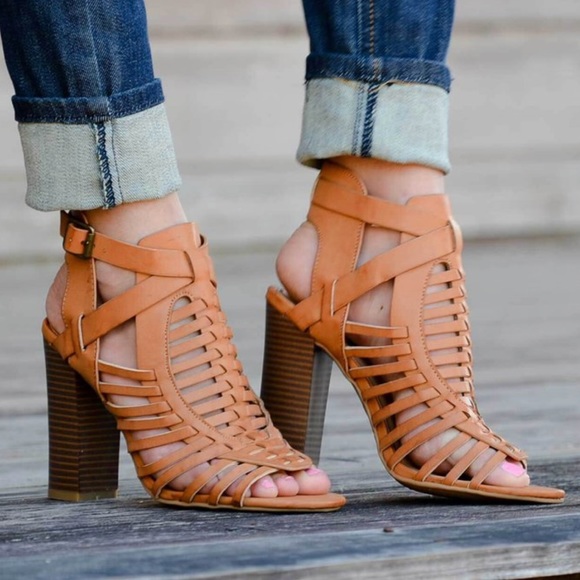 Shoes - Tan strappy stacked open toe heels Shoes - Tan strappy stacked open toe heels