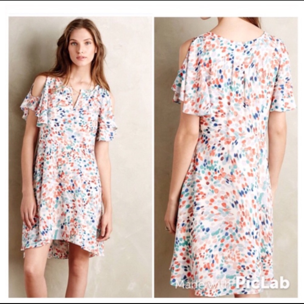Anthropologie Fluttered Watercolor Dress