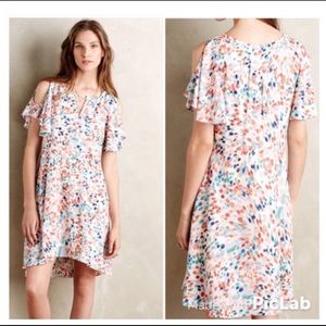 Anthropologie Fluttered Watercolor Dress