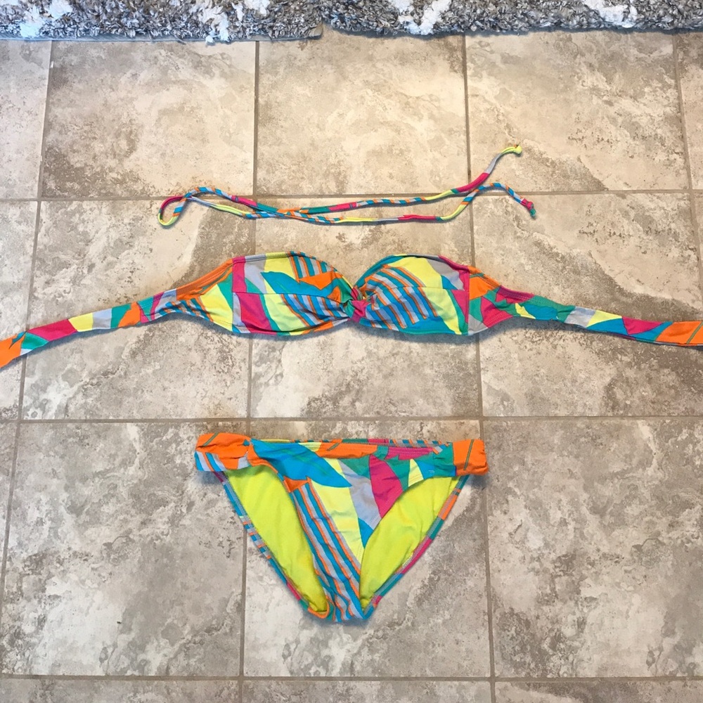 Colorful bikini strapless or tie neck