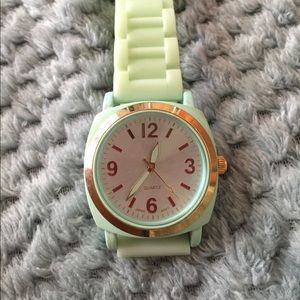 Anthropologie Mint Green and Gold Watch