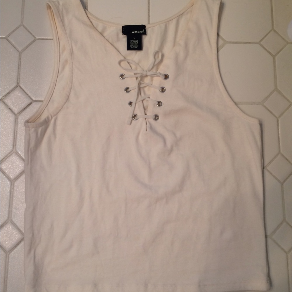 Off White Stitch Up Cropped Tank Top