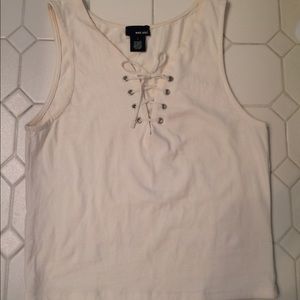 Off White Stitch Up Cropped Tank Top