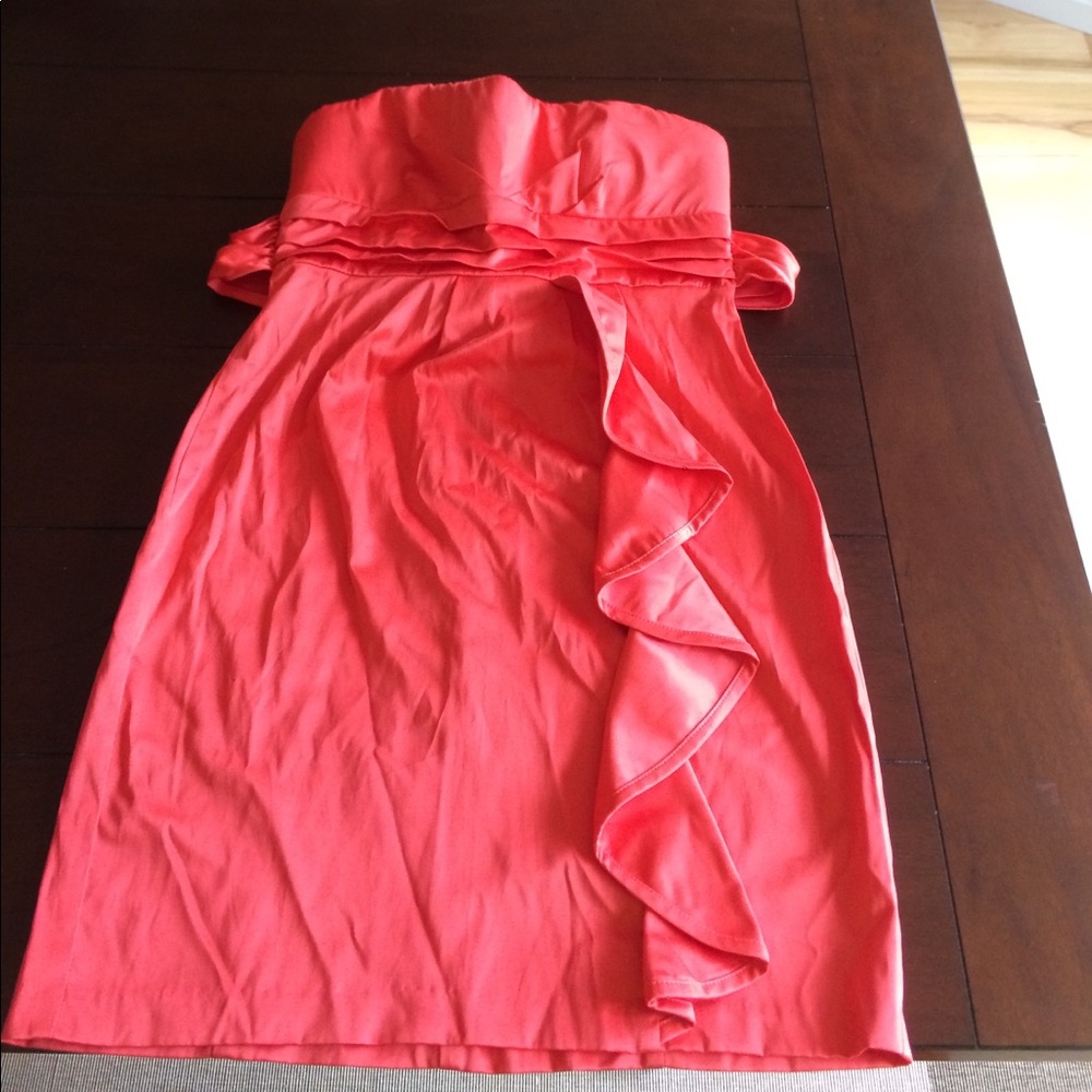 Orange strapless dress