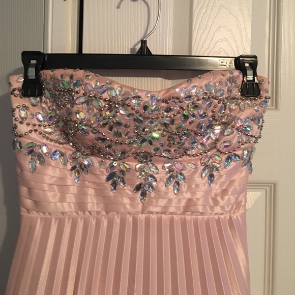 Pink rhinestone prom dress size (Junior 3). - Picture 2 of 4