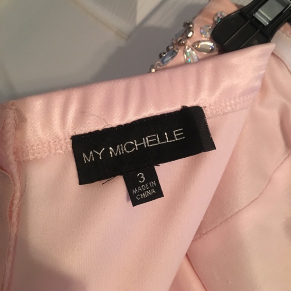 Pink rhinestone prom dress size (Junior 3). - Picture 4 of 4