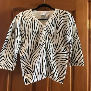 Zebra print cotton sweater size s petite